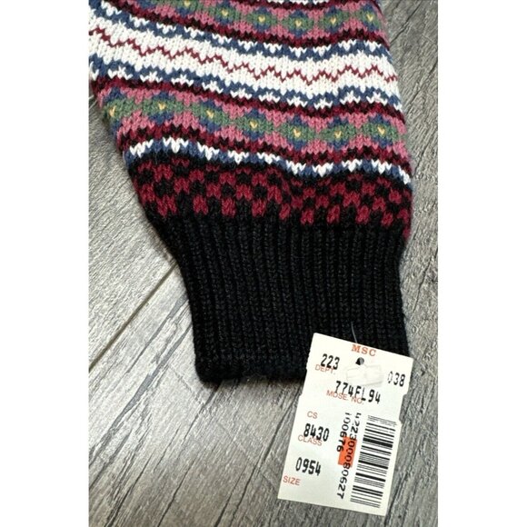 Northern Isles Sweater Cardigan Womens Large Fair Isle Patchwork Pockets 90s NEW - Picture 4 of 11